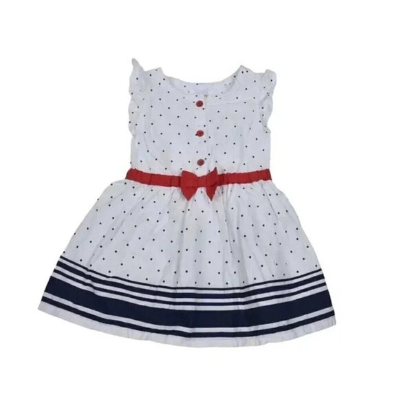 Gymboree Dress Bundle Red White Blue Cotton Floral Polka Dot Size 12-18M - Picture 2 of 10